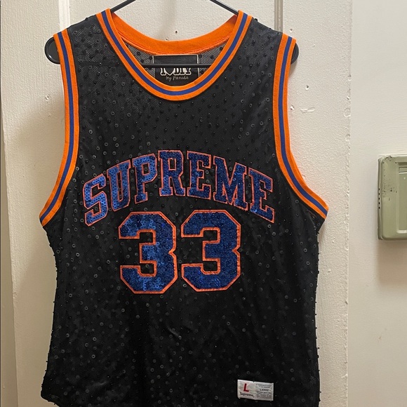 Supreme Black Jersey with Orange and Blue Accents - Picture 1 of 3